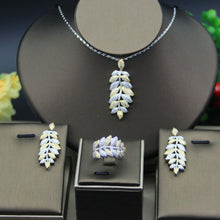 Load image into Gallery viewer, HERHOME 3 PCS Luxury Nigeria CZ Zircon Jewelry Set Women Wedding Dress India Africa Bride  Necklace Earrings Accessory