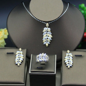 HERHOME 3 PCS Luxury Nigeria CZ Zircon Jewelry Set Women Wedding Dress India Africa Bride  Necklace Earrings Accessory