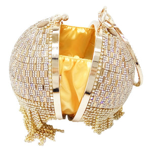 Golden Diamond Tassel Bridal Shoulder Handbag Wristlets Clutch Purse