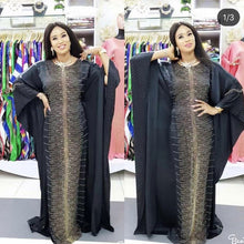 Load image into Gallery viewer, Diamond inlay wih scarf for Lady Plus Size Dashiki Diamond Beads African Clothes Abaya Dubai Muslim Dress Robe Africa Dress