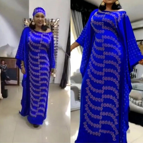 African Long Maxi Dresses for Women Plus Size Diamond Sequined  Dashiki Africa Clothes Abaya Dubai Muslim Dress Robe Party Gown