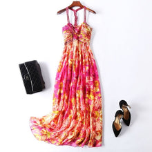 Load image into Gallery viewer, Summer Bohemian Beach Dress Women 2020 Sexy V-neck Spaghetti Strap Printed Silk Long Dress