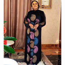 Load image into Gallery viewer, Black Africa Clothing Muslim Long Dress High Quality Fashion African Maxi Dress For Lady Diamonds African Dresses For Women