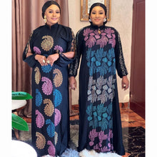 Load image into Gallery viewer, Black Africa Clothing Muslim Long Dress High Quality Fashion African Maxi Dress For Lady Diamonds African Dresses For Women