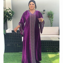 Load image into Gallery viewer, Velvet African Dresses For Women Diamonds Africa Clothing Muslim Long Maxi Dress High Quality Fashion African Dress Lady