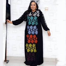 Load image into Gallery viewer, African Design Dashiki Long Dress Beading Abaya Bandage Maxi Dresses Bazin Vintage Long Sleeve Robe Gowns Africa Sexy Lady Party