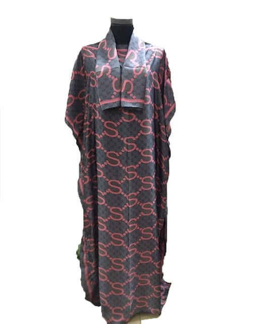 Dashiki African Printed Summer loose Silk Kaftan maxi dress Free Size Boho Beach Caftan dress African dresses for women