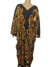 Load image into Gallery viewer, Popular Printed  Bohemian V-neck  silk kaftan maxi dresses européenne vêtements Kuwait Traditional Women dress