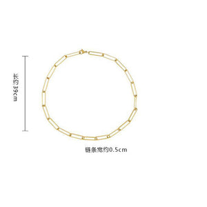 FINE4U N647 Dainty Paperclip Link Chain Necklace for Women Girls Gold Color Choker Necklace Jewelry Gifts