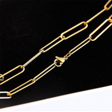 Load image into Gallery viewer, FINE4U N647 Dainty Paperclip Link Chain Necklace for Women Girls Gold Color Choker Necklace Jewelry Gifts