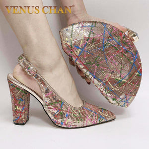 New Italian Shoes with Matching Bags Shoes and Bags To Match Matching Shoes and Bag Set for Wedding Rhinestone Women Party Pumps