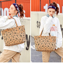 Load image into Gallery viewer, Fashion brand female shoulder bag 2pcs set Women&#39;s large-capacity Handbag New geometric diamond wood grain chain tote bag