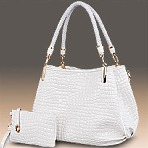 Women's Bag Luxury Crocodile Pattern Shoulder Bag Brand Designer Large Capacity Shoulder Messenger Bag 2pcs Set