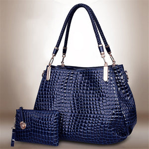 Women's Bag Luxury Crocodile Pattern Shoulder Bag Brand Designer Large Capacity Shoulder Messenger Bag 2pcs Set