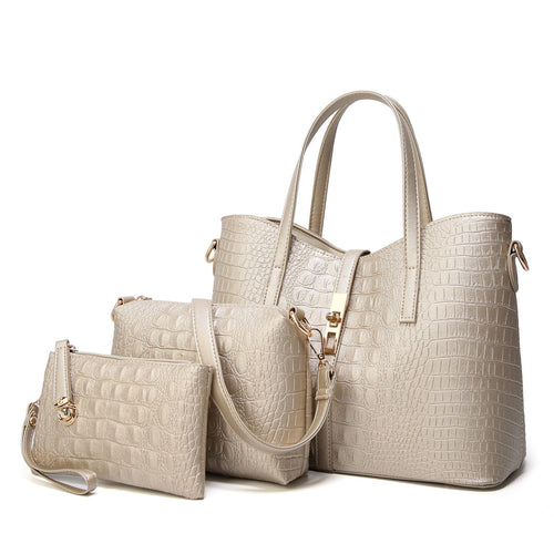 LUCDO Fashion Crocodile Composite Bag 3 PCS Women's Designer Handbags Sets Pu Leather Crossbody Bags For Women 2020 Sac A Main
