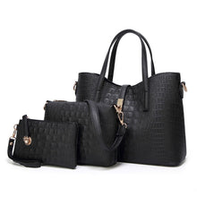 Load image into Gallery viewer, LUCDO Fashion Crocodile Composite Bag 3 PCS Women&#39;s Designer Handbags Sets Pu Leather Crossbody Bags For Women 2020 Sac A Main