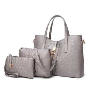 LUCDO Fashion Crocodile Composite Bag 3 PCS Women's Designer Handbags Sets Pu Leather Crossbody Bags For Women 2020 Sac A Main