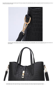 LUCDO Fashion Crocodile Composite Bag 3 PCS Women's Designer Handbags Sets Pu Leather Crossbody Bags For Women 2020 Sac A Main