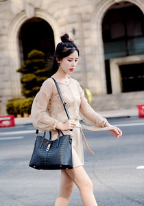 LUCDO Fashion Crocodile Composite Bag 3 PCS Women's Designer Handbags Sets Pu Leather Crossbody Bags For Women 2020 Sac A Main