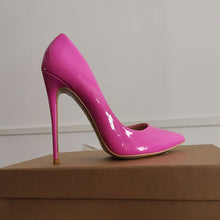 Load image into Gallery viewer, GENSHUO Patent Leather High Heel Shoe Sexy Pointed Toe Thin Heels Woman Pumps 2020 Dress Heels 35-42 Party Shoes Nightclub Pumps