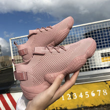 Load image into Gallery viewer, 2020 Mesh Sneakers Women Vulcanized Shoes Lace-Up Solid Flat Platform Spring Autumn Outdoor Pink White Wedges Shoes for Women