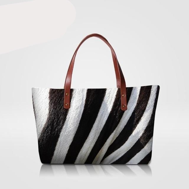 Dispalang Brand Women Shoulder Bag High Quality Women's Handbags Black White Striped Top-Handle Bags Ladies Large Handbag
