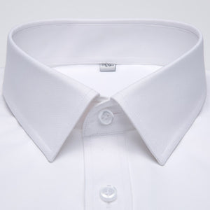 Men's Long Sleeve Standard-fit Solid Basic Dress Shirt Patch Single Pocket High-quality Formal Social White Work Office Shirts