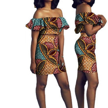 Load image into Gallery viewer, African Short Sleeves Print Tops and Skirt Sets for Women Bazin Riche African Clothing 2 Pieces Skirt Set Customize Wear A722627