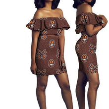 Load image into Gallery viewer, African Short Sleeves Print Tops and Skirt Sets for Women Bazin Riche African Clothing 2 Pieces Skirt Set Customize Wear A722627