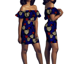 Load image into Gallery viewer, African Short Sleeves Print Tops and Skirt Sets for Women Bazin Riche African Clothing 2 Pieces Skirt Set Customize Wear A722627