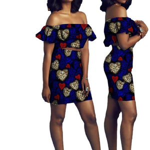 African Short Sleeves Print Tops and Skirt Sets for Women Bazin Riche African Clothing 2 Pieces Skirt Set Customize Wear A722627