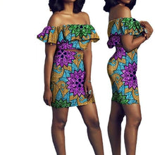 Load image into Gallery viewer, African Short Sleeves Print Tops and Skirt Sets for Women Bazin Riche African Clothing 2 Pieces Skirt Set Customize Wear A722627