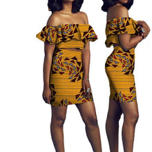 Load image into Gallery viewer, African Short Sleeves Print Tops and Skirt Sets for Women Bazin Riche African Clothing 2 Pieces Skirt Set Customize Wear A722627