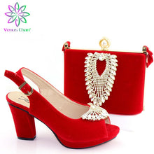 Load image into Gallery viewer, 2021 Shoes and Bag Sets Fuchsia Color African Shoes with Matching Bag High Quality Women Wedding Shoe and Bag To Match for Party