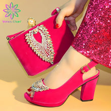 Load image into Gallery viewer, 2021 Shoes and Bag Sets Fuchsia Color African Shoes with Matching Bag High Quality Women Wedding Shoe and Bag To Match for Party