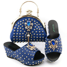 Load image into Gallery viewer, 2020 Newest Fashion Party Shoes And Bags To Match Black Color African Shoes and Bag Set Italian Wedding Summer Shoes And Bag