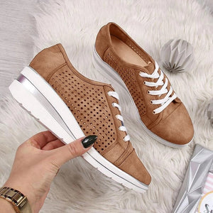 WDHKUN Autumn Women Flats Shoes Female Hollow Breathable Mesh Casual Shoes For Ladies Slip On Flats Loafers Lace Up Shoes Beach