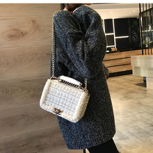 Load image into Gallery viewer, 2020 Fashion New Female Square Tote bag Quality Woolen Pearl Women&#39;s Designer Handbag Ladies Chain Shoulder Crossbody Bag Travel