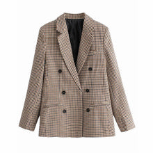 Load image into Gallery viewer, Fashion Autumn Women Plaid Blazers and Jackets Work Office Lady Suit Slim Double Breasted Business Female Blazer Coat Talever