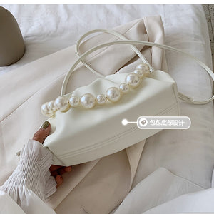 Pearl Tote Cloud Bag 2020 Fashion New High-quality Soft Leather Women's Designer Handbag Elegant Travel Shoulder Messenger Bag