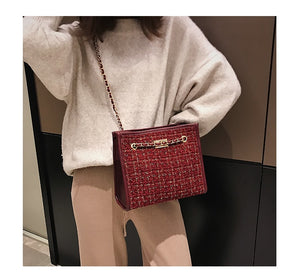 2 bags 2020 Winter Fashion New Ladies Big Tote bag Quality Woolen Women's Designer Handbag Lock Chain Shoulder Messenger bags