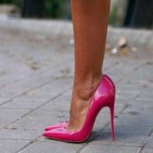 Load image into Gallery viewer, GENSHUO Patent Leather High Heel Shoe Sexy Pointed Toe Thin Heels Woman Pumps 2020 Dress Heels 35-42 Party Shoes Nightclub Pumps