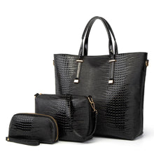 Load image into Gallery viewer, Ceossman New 3PCS Women&#39;s Bag Set Fashion Mirror Crocodile Pattern Handbag Solid Color Messenger Bag Shoulder Bag Wallet Bag
