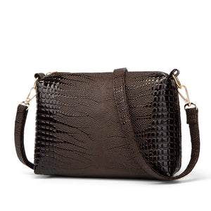 Ceossman New 3PCS Women's Bag Set Fashion Mirror Crocodile Pattern Handbag Solid Color Messenger Bag Shoulder Bag Wallet Bag