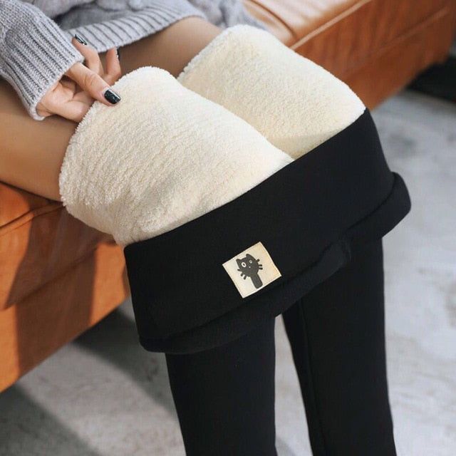 Women Leggings Black Warm Pants Winter Skinny Thick Velvet Wool Fleece Girls Leggings Women Trousers High Waist Track Pants