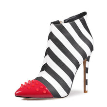 Load image into Gallery viewer, WETKISS Studded High Heels 12cm Stilettos Women Pointed Toe Rivet Ladies Party Pumps Zebra Shallow Colorful Shoes Woman 34-45