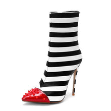 Load image into Gallery viewer, WETKISS Studded High Heels 12cm Stilettos Women Pointed Toe Rivet Ladies Party Pumps Zebra Shallow Colorful Shoes Woman 34-45