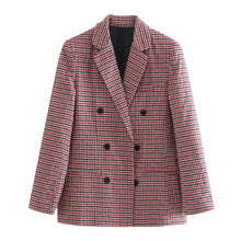 Load image into Gallery viewer, Fashion Autumn Women Plaid Blazers and Jackets Work Office Lady Suit Slim Double Breasted Business Female Blazer Coat Talever