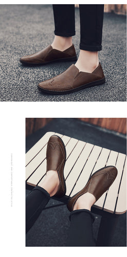 2020 Fashion Men Shoes Classic Luxury Men Leather Shoes Comfort Llight Casual Black Shoes for Men Loafers Slip on Diving Summer