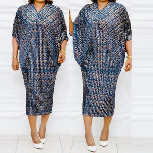 Plus Size Clothing Pleated African Dresses For Women Maxi Dress Vestidos De Fiesta De Noche Ropa Mujer Vetement Femme